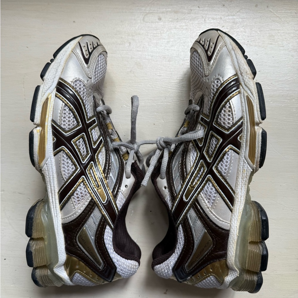 Asics White and Gold Athletic Sneakers